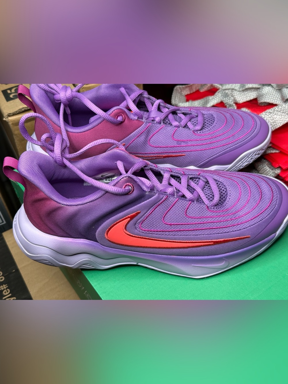 New Nike Giannis Basketball Purple and Pink Gradient Sneakers 6.5Y